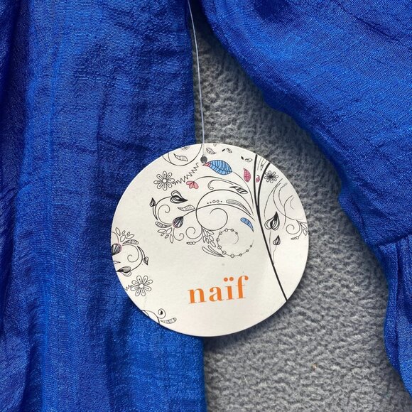 Anthropologie NAÏF Rayon Blend Shift Dress Lined Boat Neck Raglan Sleeve Blue M - Picture 12 of 12